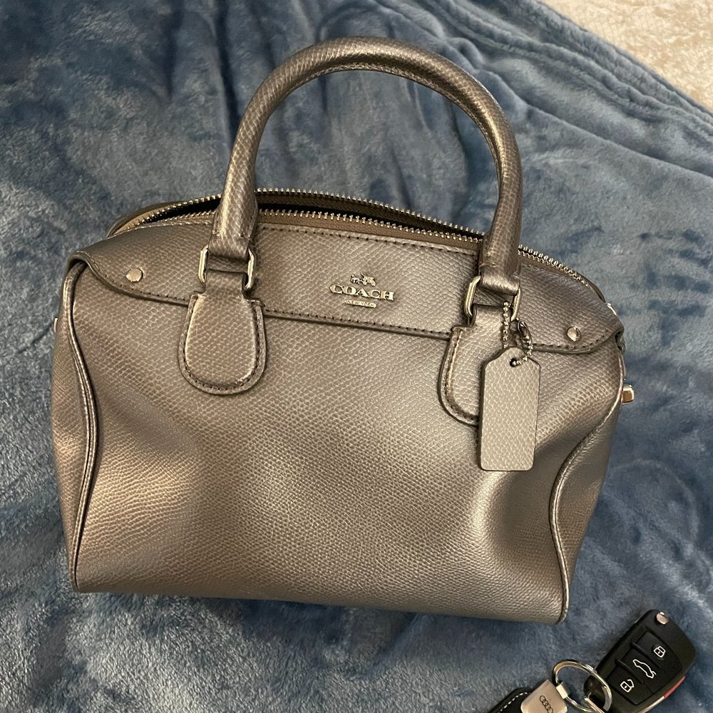 Coach Bennett Mini Satchel metallic silver leather